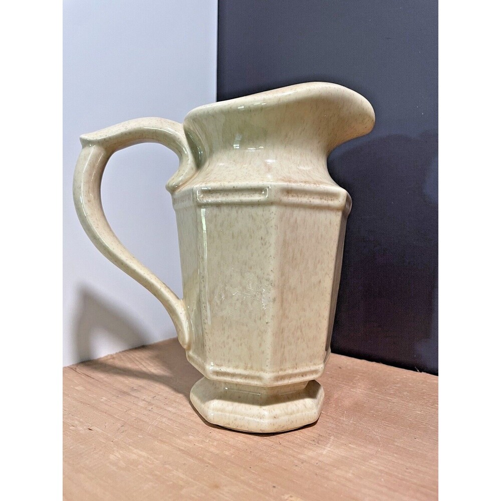 McCoy Usa 7534 Oatmeal Ceramic Small Pitcher 7.5" Tall Excellent Condition